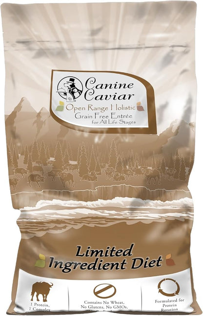 Canine Caviar - Open Range: Water Buffalo & Chickpea Alkaline Dry Dog Food, Limited Ingredients, Gluten-Free, Based on Science & Research, Veterinary Alternative Diet (22 Pound Bag)