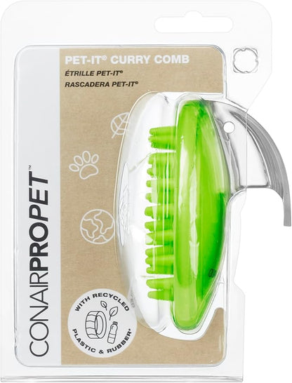 CONAIRPROPET Pet Brush with Ergonomic Pet-It Design, Dog Brush for Shedding, Removing Dirt, Curry Comb