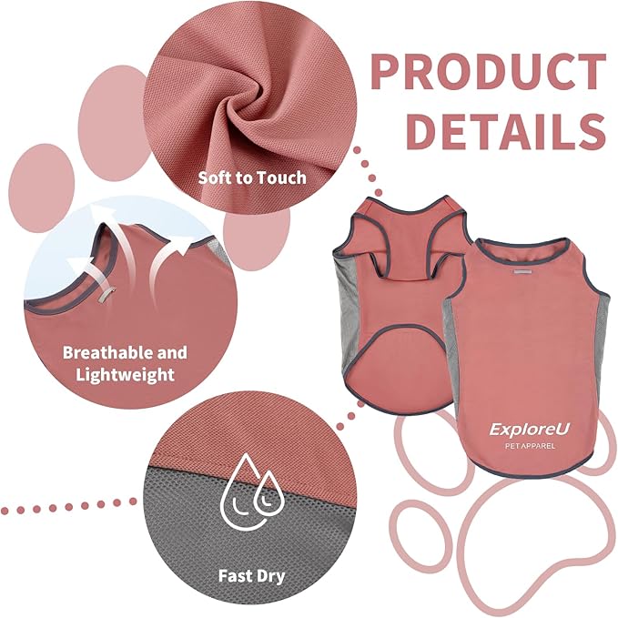 Dog Shirt, Lightweight Breathable Dog Cooling Vest Sun Protection Pet T-Shirts Quick Dry Soft Stretchy Reflective Label Pet Clothes - Small Medium Large Dogs (Brier Rose 1PC, X-Large)