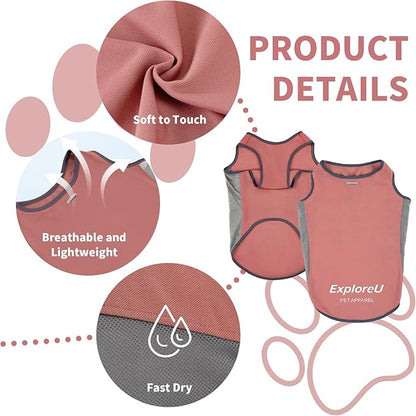 Dog Shirt, Lightweight Breathable Dog Cooling Vest Sun Protection Pet T-Shirts Quick Dry Soft Stretchy Reflective Label Pet Clothes - Small Medium Large Dogs (Brier Rose 1PC, X-Large)