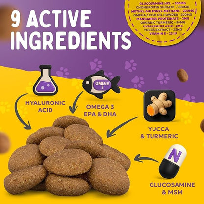 Finest For Pets Joint Repair Hip and Joint Chews for Dogs Glucosamine, Chondroitin, MSM, Hemp, Omega 3 & Turmeric for Dog Joint Support, Mobility & Pain Relief - (120 Chicken Chews, Made in USA)