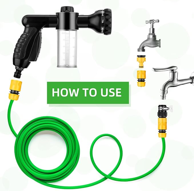 6 Pieces Dog Wash Hose Attachment with Soap Dispenser Pet Bathing Tool Set Dog Comb Brush for Pet Washing(8.27 x 4.72 x 5.51 Inch,Black)