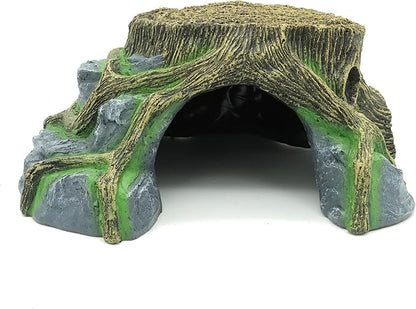 JIHAQUA Resin Large Turtle Tank Accessories Reptile Hideouts Cave Habitat Decor for Gecko Leopard Lizards Toad