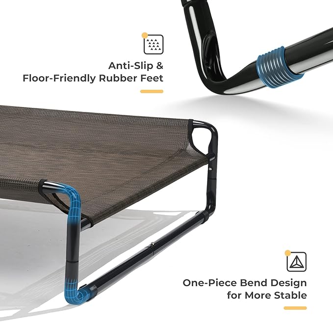 Veehoo Elevated Outdoor Dog Bed - Raised Dog Bed, Small Dog Bed, Dog Cot, Dog Beds for Small Dogs, Dog Bed Medium Size Dog, with Cooling Teslin Mesh and Anti-Slip Feet,CWC2201CP