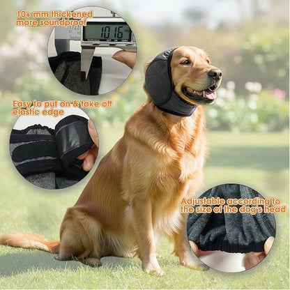 YHY Dog Ear Muffs for Noise Anxiety Protection | Calming Hoodie Design for Grooming, Bathing, Drying, Swimming & Fireworks Relief Dog Ear Covers | No-Shake Ear Wrap Helps Prevent Hematoma (Grey,M)