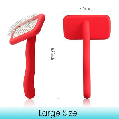 Fenice Peak Slicker Brush for Dogs Red Wooden Dog Brush Pet Comb for Poodles Goldendoodles Easy to Remove Tangles Dirt and Loose Hair Professional Dog Grooming Brush