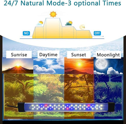 Submersible Aquarium Lights for Fish Tank,24/7 Cycle Fish Tank Light with Timer,Adjustable Brightness,8 Colors,Underwater Full Spectrum LED Aquarium Decor Plant Light,15.7'' for 20gallon Fish