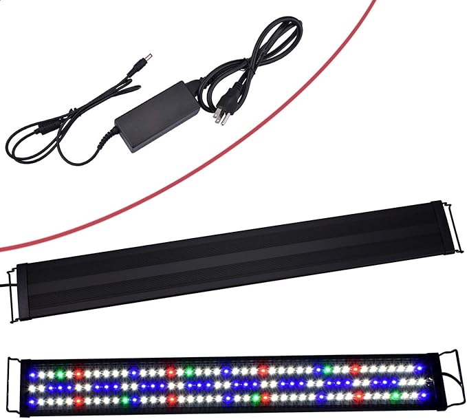 KZKR Upgraded Aquarium LED Light Full Spectrum 36-48 inch Hood Lamp for Freshwater Marine Plant Multi-Color Decorations Light 90-120 cm