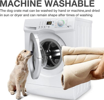 Dog Crate Pad,Machine Washable&Waterproof Dog Bed Mat,Reversible Dog Sleeping Bed,Kennel Bed for Cat/Small Dog,Cage Cushion,Beige