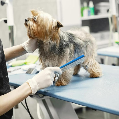 2 Pack Dog Combs with Stainless Steel Teeth Applicable to Cat Dog Comb Removing Tangles Easily Remove Dirt Grooming Anti-Slip Comfort Grip Handle ï¼_lueï¼