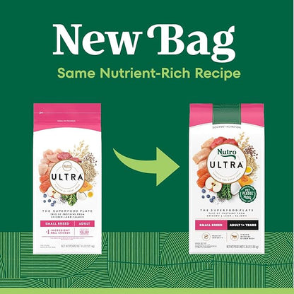 Nutro Ultra Adult Small Breed Dry Dog Food, Chicken, Lamb and Salmon Protein Trio, 3.5 lb. Bag