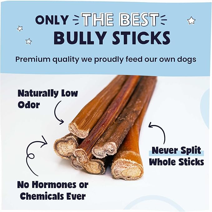 Pawstruck Natural 8-12" Bully Sticks for Dogs - Best Long Lasting, Rawhide Free, Low Odor & Grain Free Dental Chew Treat - Healthy Single Ingredient 100% Real Beef - 1 lb Bag - Packaging May Vary