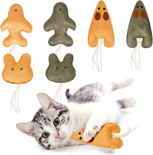 Nobleza Catnip Toys for Indoor Cats, 6 Pack Cute Teething Chew Kitten Toys, Interactive Plush Bite Resistant Cat Toys with Crinkle Paper and Natural Catnip, Fish Mouse Kitty Shapes Toy for Bored Cats