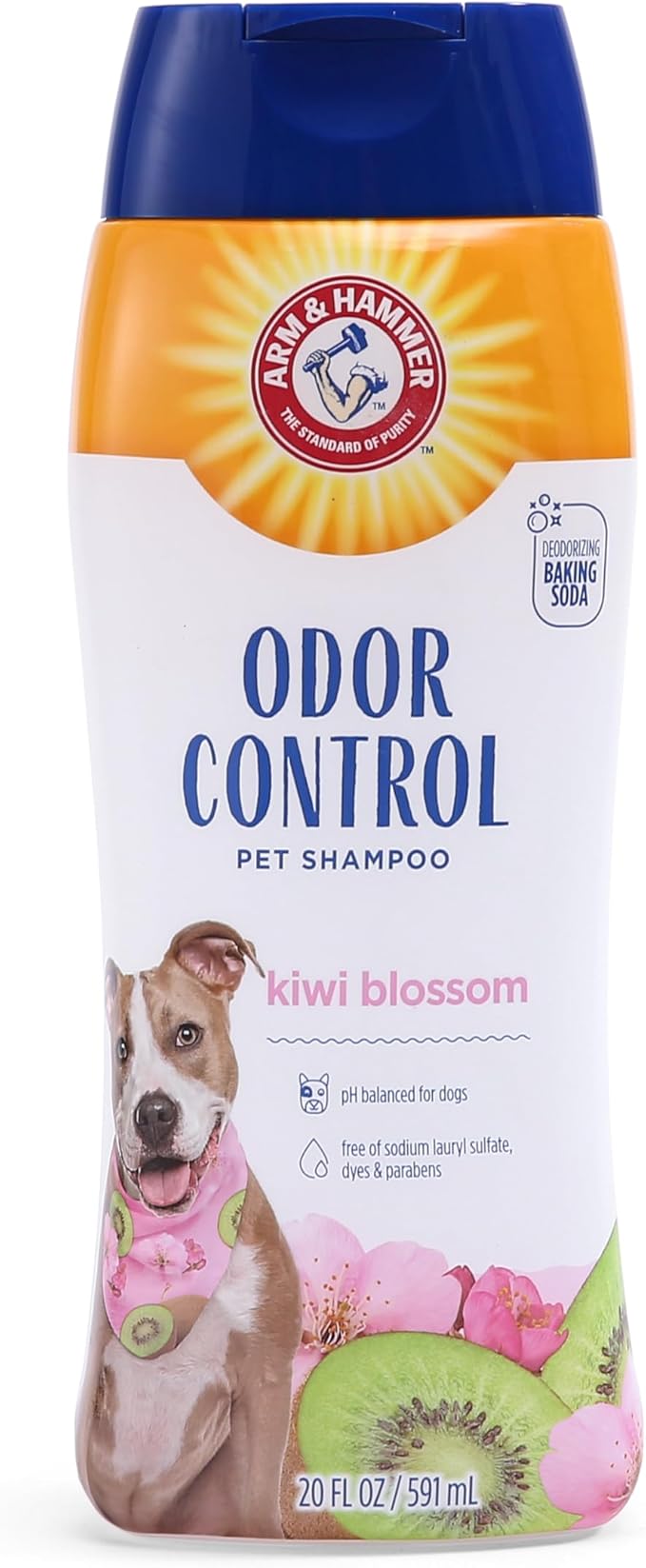 Arm & Hammer Deodorizing Dog Shampoo for Smelly Dogs & Puppies with Baking Soda, Moisturizing Dog Shampoo for Sensitive Skin - Dog Odor Shampoo - Kiwi Blossom Scent, 20 Fl Oz