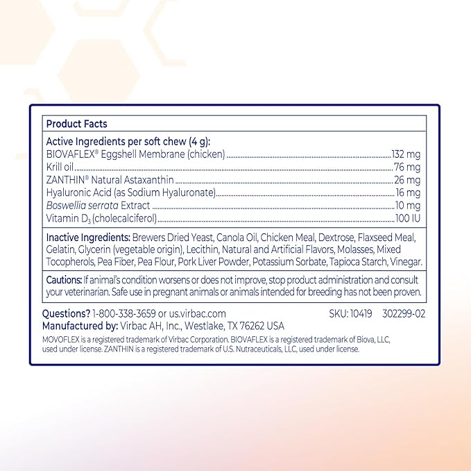 Advanced Joint Support Supplement for Medium Dogs - Hip and Joint Support - Dog Joint Supplement - Hip and Joint Supplement Dogs - 60 Soft Chews (by Virbac)