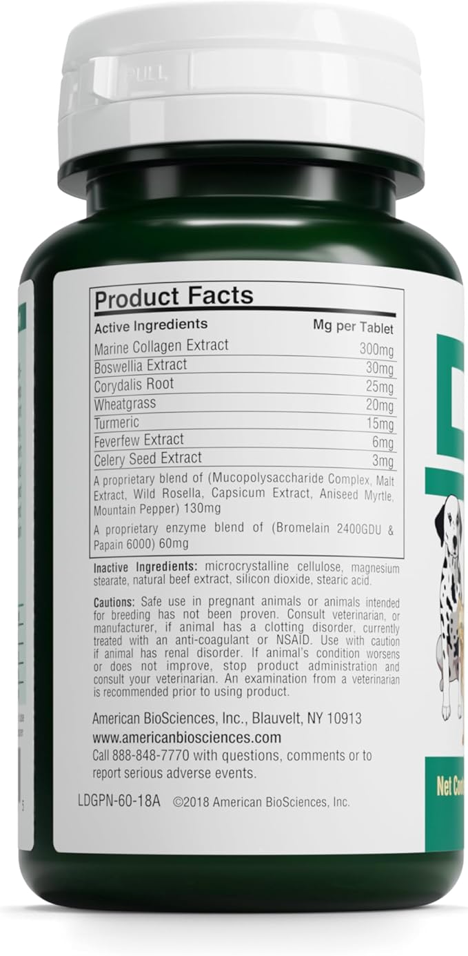 American BioSciences DGP, All-Natural Joint Supplement for Dogs - Joint Support with Turmeric, Boswellia Extract & More - Quick Effect for Pet Mobility Support - 120 Chewable Tablets (Pack of 2)