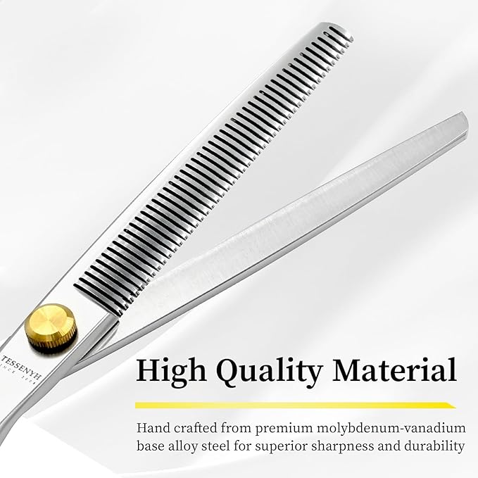 Dog Grooming Scissors, 7.0" 46 Teeth Thinning Shears, Premium Stainless Steel, Safety Rounded Tip & Offset Handles for Precision Trimming Dogs, Cats, Pet at Home