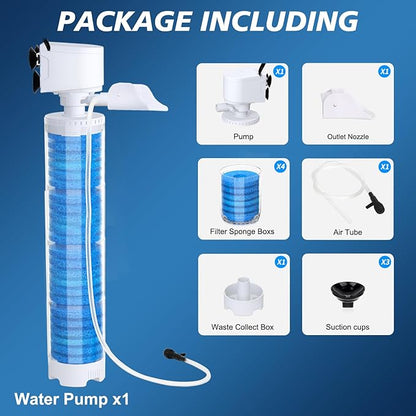 20-100 Gal Multifunction Power Aquarium Filter, Up to 320GPH Adjustable Bubble & Silent Dual Mode Internal Fish Tank Filter for Filtration, Oxygenation, Circulation, Wavemaker