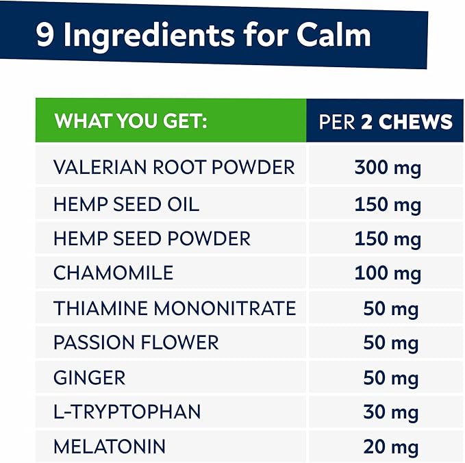 STRELLALAB Vet Formulated Hemp Calming Chews for Dogs - Anxiety Relief Calming Treats - Advanced Melatonin Pet Calm - Natural Sleep Aid & Stress, Separation Anxiety Relief - 120 Treats - Bacon