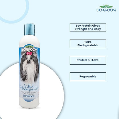 Bio-groom Wild Honeysuckle Dog Shampoo – Natural Scent Pet Shampoo, Aloe Vera, Chamomile, Cat & Dog Bathing Supplies, Puppy Wash, Cruelty-Free, Made in USA, Quick Rinse Cat Shampoo – 12 fl oz 1-Pack