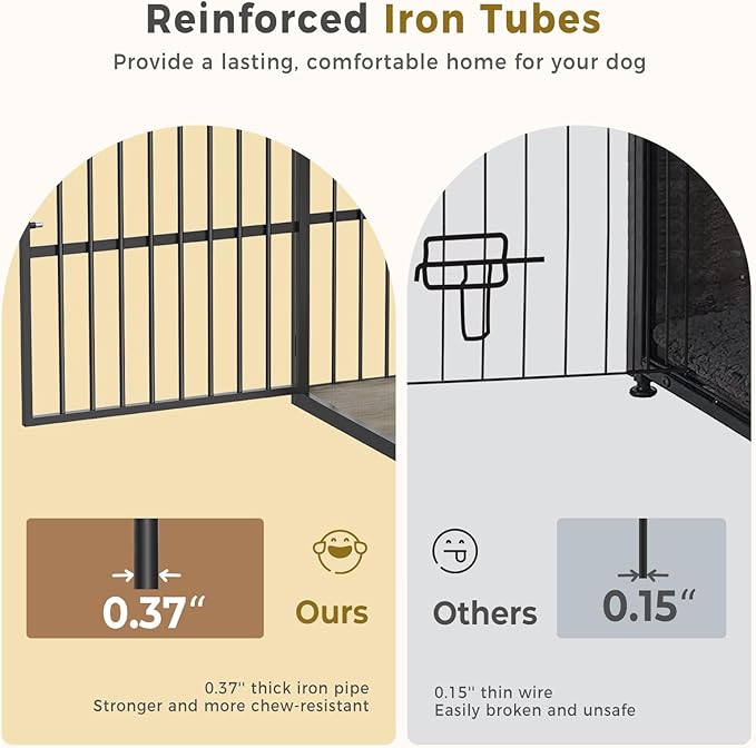 43'' Stackable Dog Crate Furniture Large Breed with Double Rooms,Wooden Dog Crate Heavy Duty Dog Kennel Indoor with Removable Divider for Small to Medium Dogs, Can Use Separately