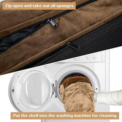 Cooling Dog Bed Orthopedic, Memory Foam Dog Bed for Large Dogs, Waterproof Dog Beds, Washable Dog Bed with Removable Cover,Pet Bed Dog Sofa with Bolster(Large,Khaki Brown)