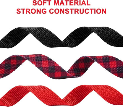 azuza 3 Pack Christmas Nylon Dog Collars Buffalo Check Durable and Comfortable Dog Collars with ID Tag Ring Adjustable for Small Dogs, S (11-16inch)