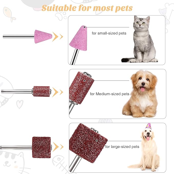 Kajaia 96 Pcs Dog Nail Grinder Replacement Kit Sanding Drum Set with Grit Sanding Bands Pet Smoother Claw Care Pet Nail Grinder Dog Claw Trimmer Grooming Tool Supplies (100 Grit)