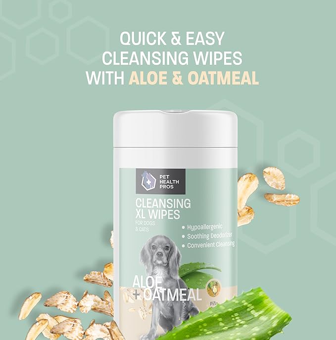 Aloe & Oatmeal Pet Wipes for Cats and Dog Wipes for Paws and Butt - Gentle Cleansing Pet Wipes for Dogs Skin & Coat - Cat and Dog Wipes Cleaning Deodorizing - Pina Colada Scent - 60 ct
