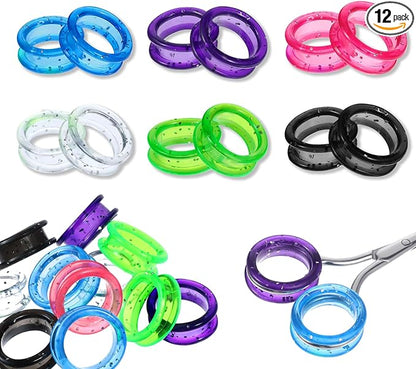 12Pcs Soft Silicone Scissors Finger Ring, Thumb Insert Protection Accessory for Animal Hair Shears, Professional Barbers