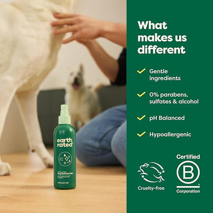 Earth Rated Dog Deodorizing Spray, Conditioning & Odor-Eliminating Perfume for Dogs, for All Coat Types, Refreshing White Tea & Basil Scent, 8 oz.