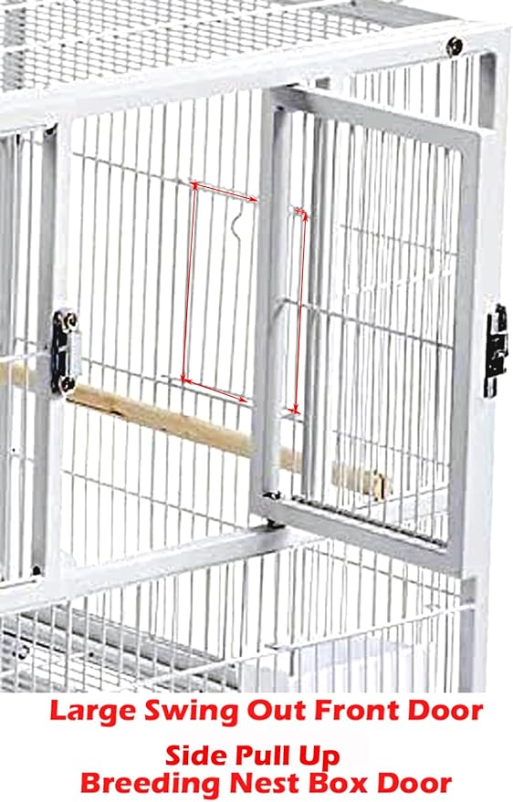 Single/Double/Triple Stackable Center Divided Breeder Breeding Bird Flight Double Rolling Cage for Aviaries Canaries Cockatiels Lovebirds Finches Budgies Small Parrots (White, Triple)