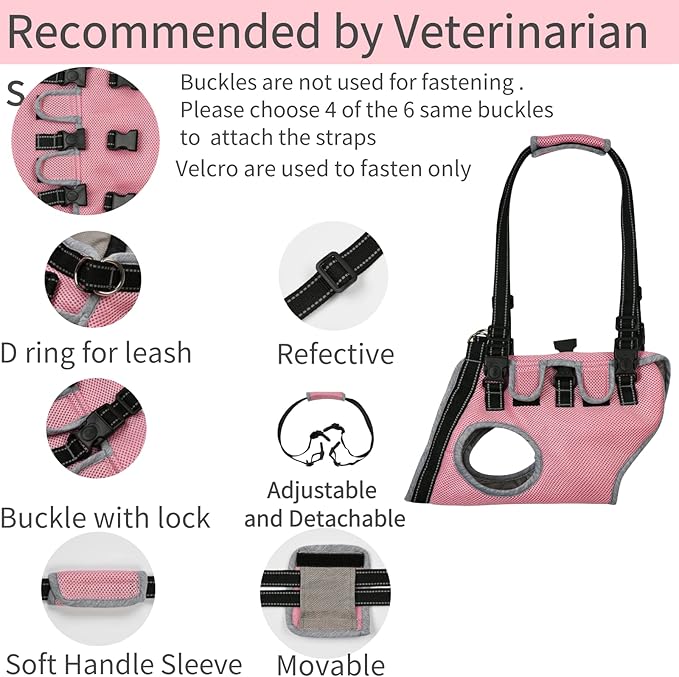Dog Lift Harness, Recovery Sling Support Vest Stair Lift for Front Legs Only, Mobility Carrier with Handle for Senior, Elderly, Disabled, Joint Injuries, Arthritis, Paralysis- Large