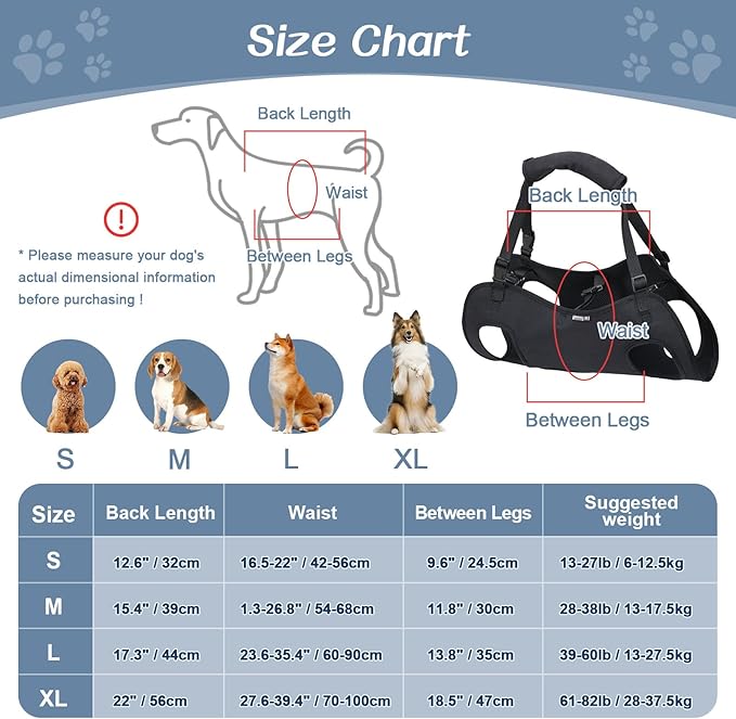 BIGNADO Dog Lift Harness Adjustable Full Body Support Dog Sling Breathable Straps for Assisted Mobility Dog Legs Hip Rehabilitation Lifts for Elderly Disabled Leg Injuries Dogs-M