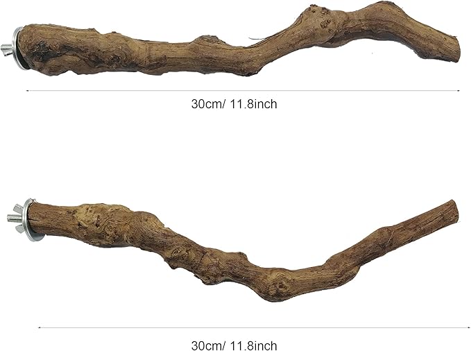 Allazone 2 PCS Natural Grape Stick Fork Bird Perch Bird Standing Stick Chewing Bird Toys Natural Grapevine Bird Cage Perch for Parrot Cages Toy for Cockatiels, Parakeets, Finches
