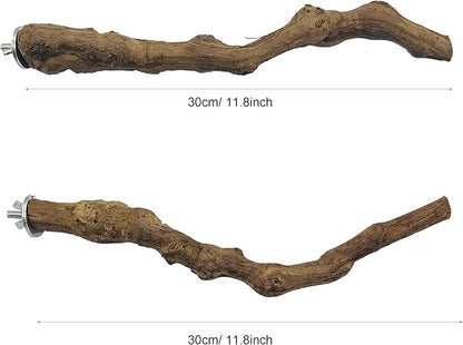 Allazone 2 PCS Natural Grape Stick Fork Bird Perch Bird Standing Stick Chewing Bird Toys Natural Grapevine Bird Cage Perch for Parrot Cages Toy for Cockatiels, Parakeets, Finches
