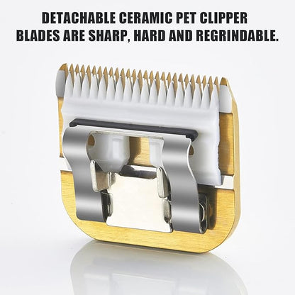 10/15/30/40Blade Dog Grooming Detachable Ceramic Blade Compatible with Andis Hair ClippersCut Length 1/16" 1.5mm, 3/64" 1.2mm，1/50" 0.5mm，1/100" 0.25mm(Gold)