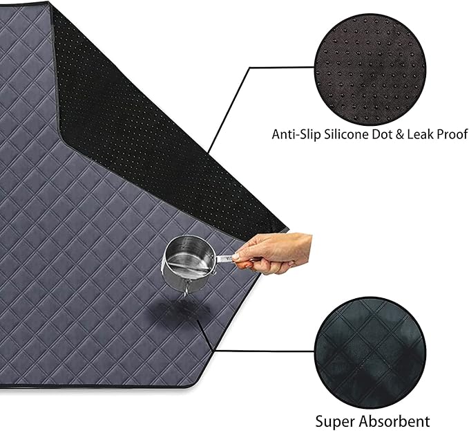 Hexagon Washable Liner for Small Animal Playpen, Portable Reusable Guinea Pig Playpen Pad Hamster Cage Pee Pad Super Absorbent Indoor Waterproof Anti-Slip for Rabbit Bunny (Dark Grey -47Inch)