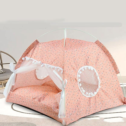Cat House Indoor, Indoor Pet Tent, Indoor Tent House Pet Dog Cute Floral Cave Nest Bed Portable Dog Tents Detachable Cat Tent for All Seasons ()