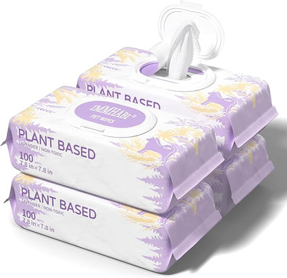 Dog Wipes for Paws and Butt Plant Based Hypoallergenic Pets Cleansing & Deodorizing Anal Gland Hygienic Puppy Wipes for Dogs Face and Body Wipes Cleaning Fur Doggie Wipes Doggy Wipes (Lavender)