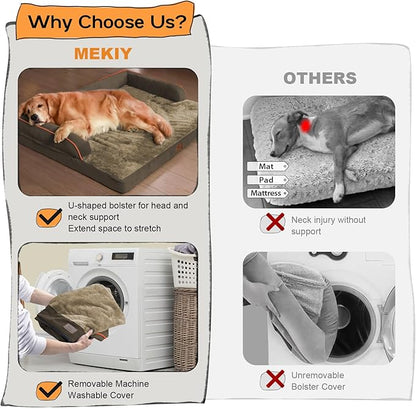 Orthopedic Large Dog Bed Washable: Brown Large Size Dog Beds with Removable Washable Cover, XXXL Large Orthopedic Dog Beds for Big Pet Dogs
