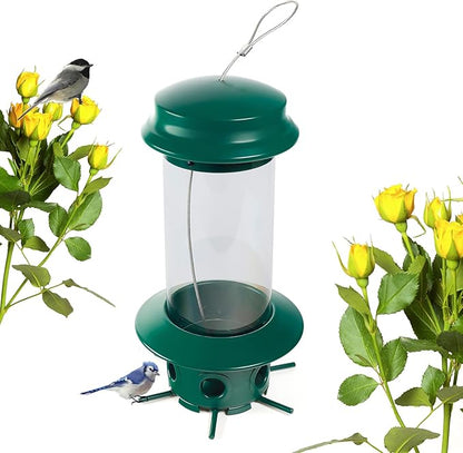 Nature's Rhythm Hanging Classic Tube Wild Bird Feeder Premium Hard Plastic Steel Hanger Weatherproof and Water Resistant