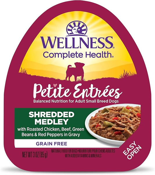 Wellness Natural Pet Food 3 Oz Grain Free Natural Wet Small Breed Roasted chicken, beef, green beans & Red Peppers. (12 Pack), One Size