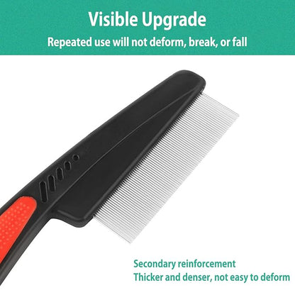 2 PCS Fine Tooth Combs, No Skin Damage Stainless Steel High Strength Teeth Hair Combs, Pet Tear Stain Remover Combs
