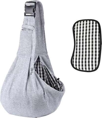 Kanemc Dog Sling Carrier for Small Dogs Cat Puppy Pets Up to 16.5lbs, Comfy Hard Bottom Support, Adjustable Padded Shoulder Strap, Hands-Free Dog Carrier Sling Bag for Outdoor Travel