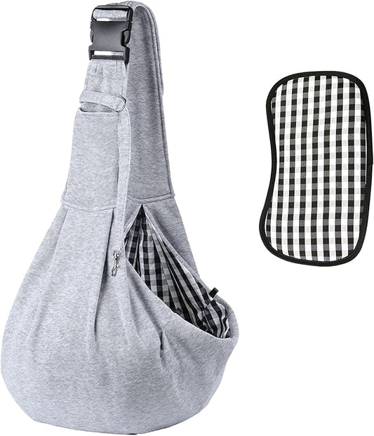 Kanemc Dog Sling Carrier for Small Dogs Cat Puppy Pets Up to 16.5lbs, Comfy Hard Bottom Support, Adjustable Padded Shoulder Strap, Hands-Free Dog Carrier Sling Bag for Outdoor Travel