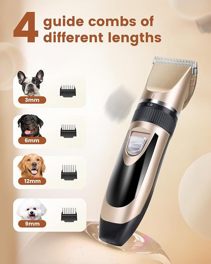 2 in 1 Dog Grooming Kit, Low Noise Rechargeable Dog Clippers for Grooming, Cordless Dog Grooming Clippers and Dog Paw Trimmer, Dog Shavers for Grooming Small Dogs Cats Animals