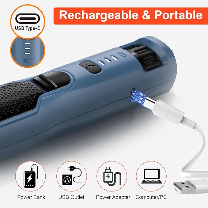 7-Speed 360° LED Strong Light Dog Nail Grinder Quiet Cat Nail Grinder Dog Nail Trimmers for Large Medium Small Dogs Cats Pets Claw Trimmer Quick Dog Nail Clipper