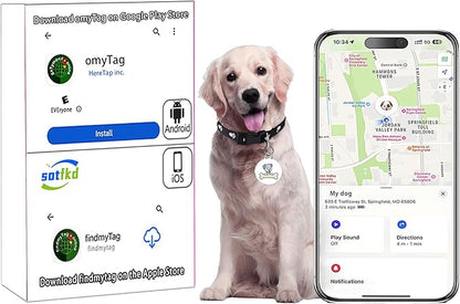Dog Tracker-Airtag Dog Collar-Android Airtag-GPS Tracker for Dogs-Pet Tracker | Android and iOS Universal | No Charging Required | No Monthly Fee | Waterproof
