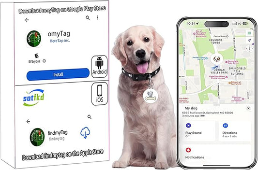 Dog Tracker-Airtag Dog Collar-Android Airtag-GPS Tracker for Dogs-Pet Tracker | Android and iOS Universal | No Charging Required | No Monthly Fee | Waterproof